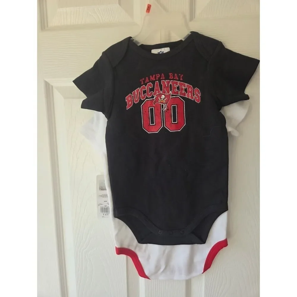 NFL Tampa Bay Buccaneers Baby 18 Months 2pc Bodysuits NWT Mascot Black White